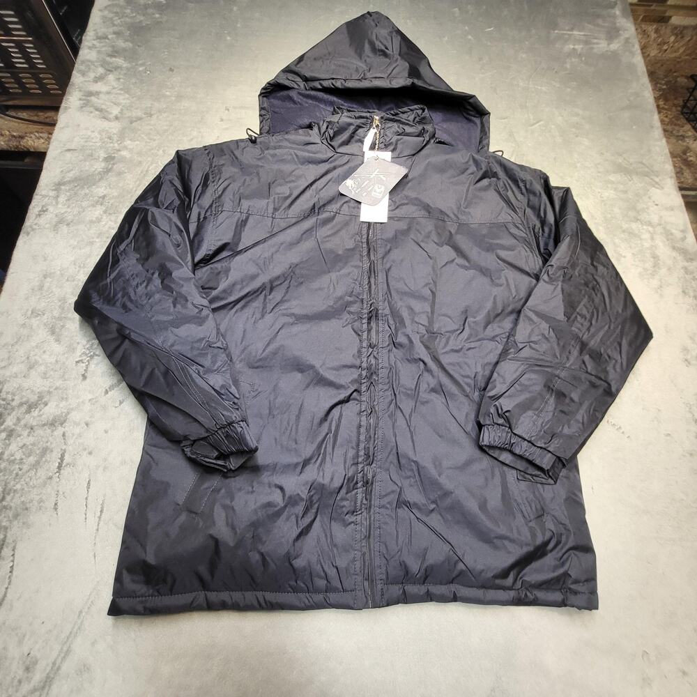 Kenpo Jacket Mens L Navy Windbreaker Hooded Lined Full Zip Insulated 5568MX